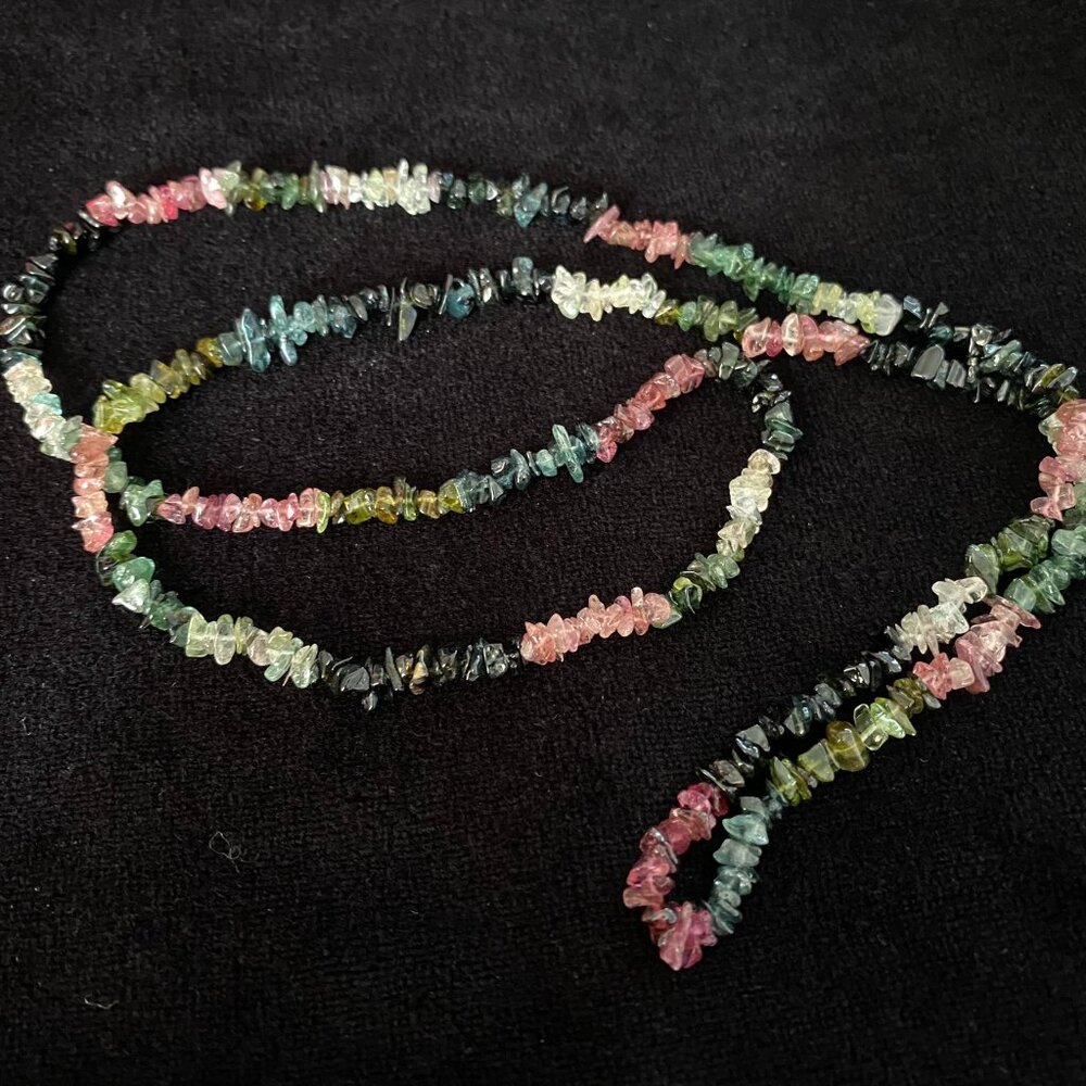 Multi Color Tourmaline Chips Bead Necklace